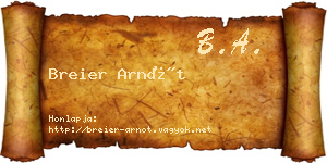 Breier Arnót névjegykártya